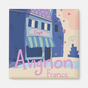 Aimant Affiche de voyage en cartoon d'Avignon France