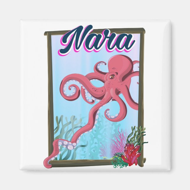 Aimant Affiche de voyage Nara Japan Squid (Devant)