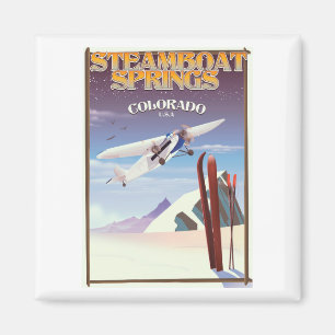 Aimant Affiche de voyage vintage de Steamboat Springs col