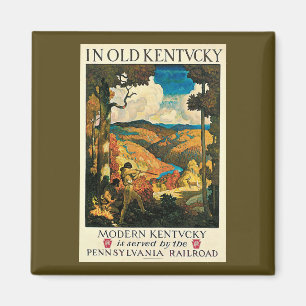 Aimant Affiche de voyage vintage NC Wyeth, Dans le vieux