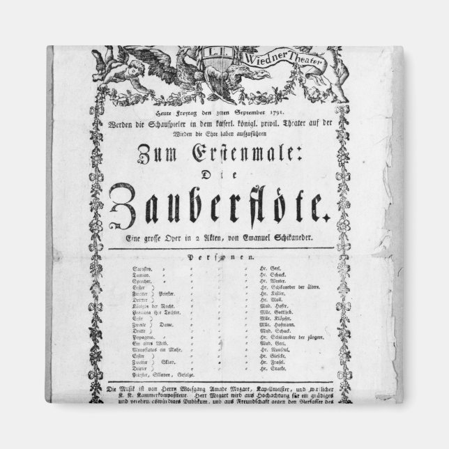 Aimant Affiche publicitaire de "La Flûte magique" (Devant)