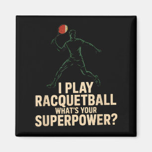 Aimant Affiche rétro de superpuissance de racquetball drô