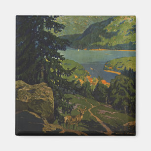 Aimant Affiche Vintage voyage Pour Les Montagnes Adironda