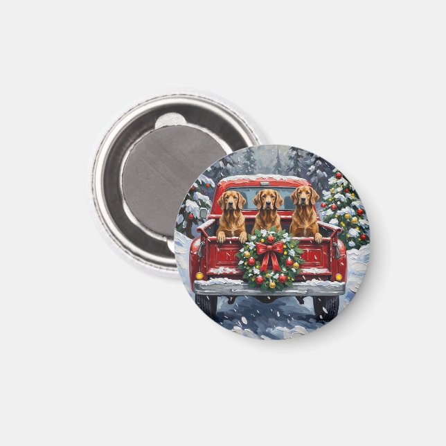 Aimant Afghan Hound Christmas Red Truck Holiday (Recto/Verso)