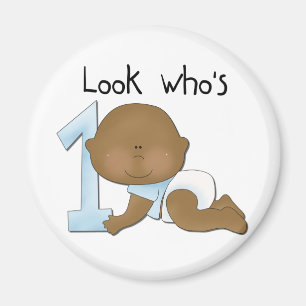 Aimant African American Boy 1st Birthday Tshirts and Gift