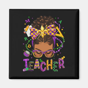 Aimant African American Messy Bun Mardi Gras Nouvelle-Orl