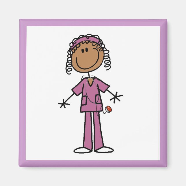 Aimant African American Stick Figure Nurse (Devant)