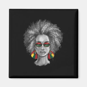 Aimant Afro Girl Naturelle Cheveux Noirs Femmes Art Histo