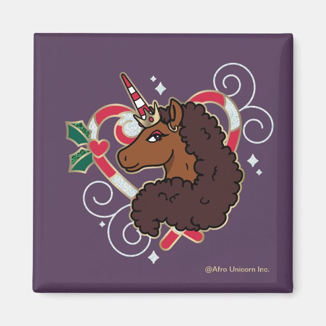 Aimant Afro Unicorn Sucre de canne Heart Holiday (Devant)
