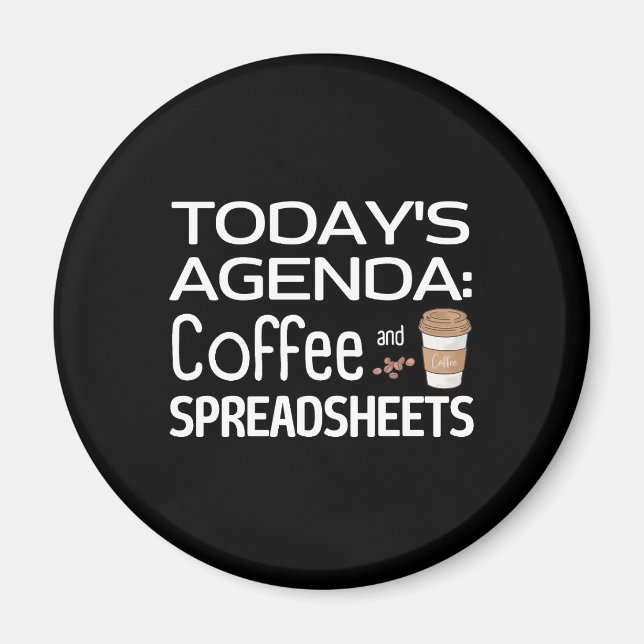 Aimant Agenda d'aujourd'hui : Café et feuilles de calcul (Devant)
