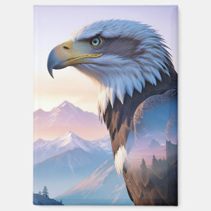 Aimant Aigle Bald Double exposition Nature animale Wilder