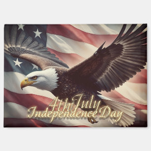 Aimant Aigle du 4 juillet avec drapeau américain