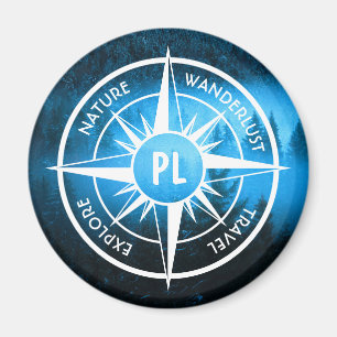 Aimant Aiguille de compas monogramme brouillard dans la f