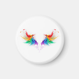 Aimant Ailes fluffy arc-en-ciel