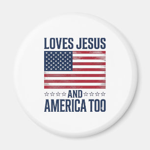Aimant Aime Jésus et l'Amérique aussi T-shirt chrétien pa