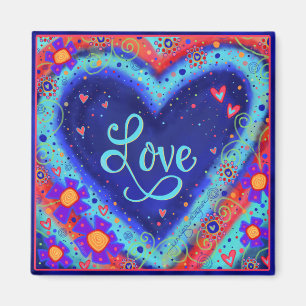 Aimant Aimer Joli Coeur Bleu Inspirivité Florale