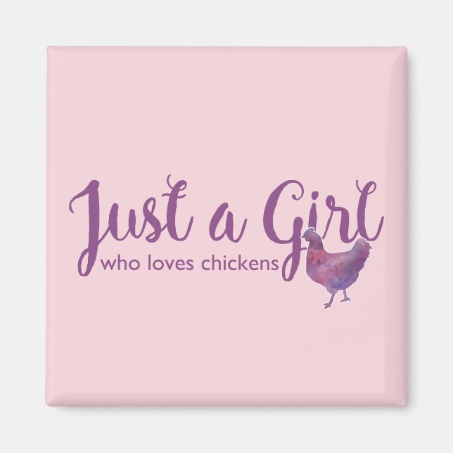 Aimant Aimer le poulet juste une fille Purple Poulets Aim (Devant)