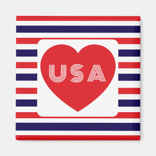 Aimant Aimez les États-Unis Patriotique Rouge Blanc Bleu