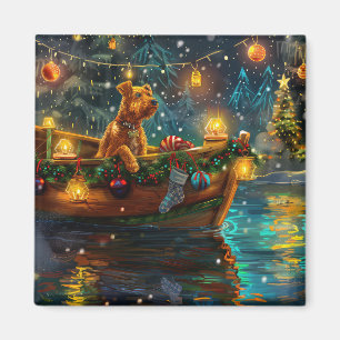 Aimant Airedale Noël Festival Voyage