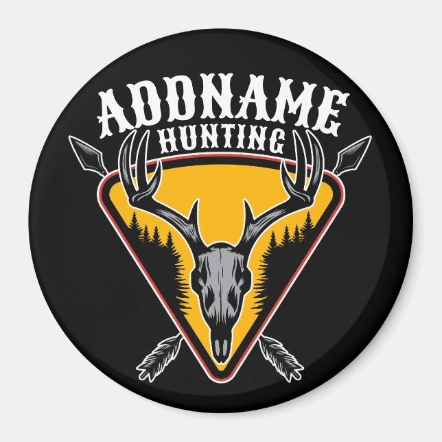 Aimant AJOUTER NOM Hunter Elk Crâne Gros Antlers Chasse a (Devant)