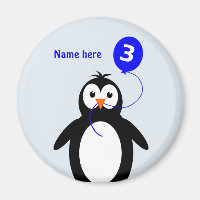 Ajouter nom pingouin 3e anniversaire bleu