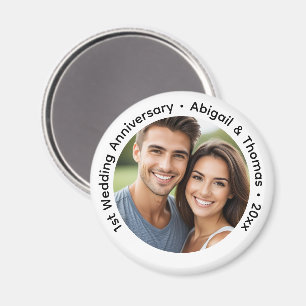 Aimant Ajoutez votre propre photo de couple 1er anniversa