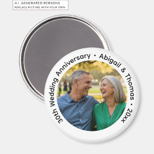 Aimant Ajoutez votre propre photo de couple 30e anniversa