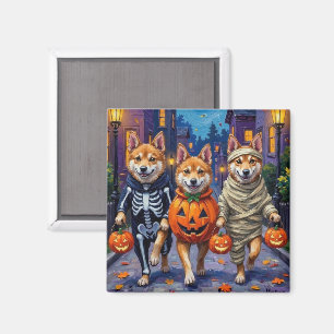 Aimant Akita Chiens Trick-or-Treating en costumes d'Hallo
