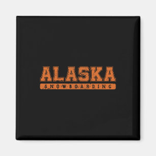 Aimant Alaska Snowboard Orange Texte Vintage
