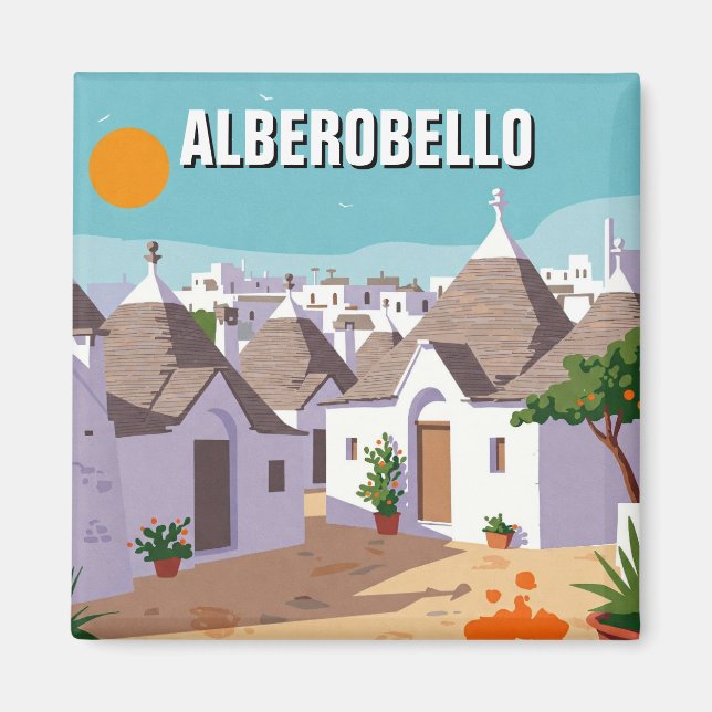 Aimant Alberobello Italie Trulli maisons Travel abstrait (Devant)