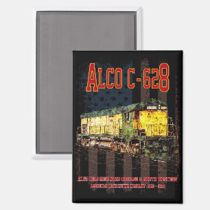 Aimant Alco C-628 Diesel Locomotive et drapeau américain