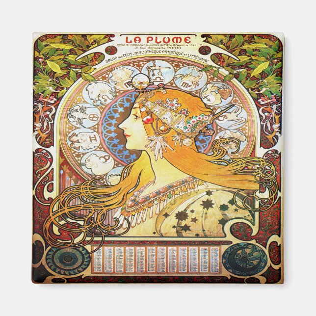 Aimant Alfons Mucha 1896 Zodiac (Devant)