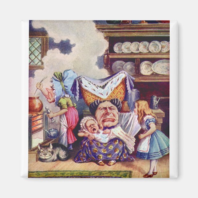 Aimant Alice dans la cuisine avec la duchesse et le bébé  (Devant)