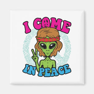 Aimant Alien Hippie Je Viens En Paix Trippy Peace Sign