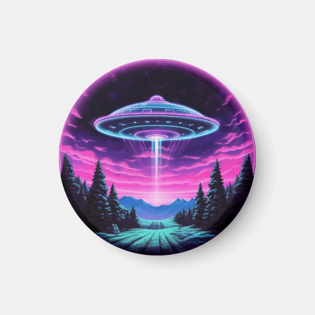 Aimant Alien vaisseau spatial rétro futuriste (Devant)