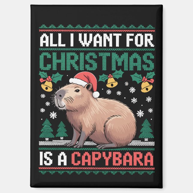 Aimant All I Want For Christmas Is A Capybara Animal Gift (Recto)