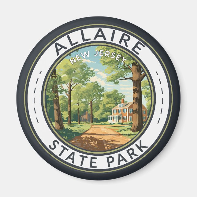 Aimant Allaire State Park New Jersey Travel Art Badge (Devant)
