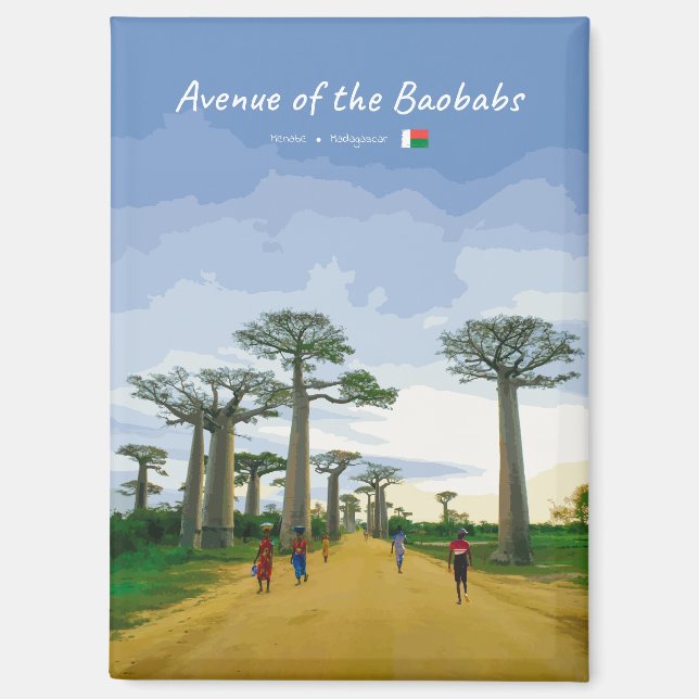 Aimant Allée des Baobabs, Madagascar - Paysage Plat (Recto)
