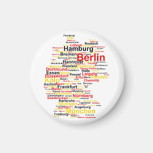 Aimant Allemagne Carte Silhouette Villes Drapeau Berlin T