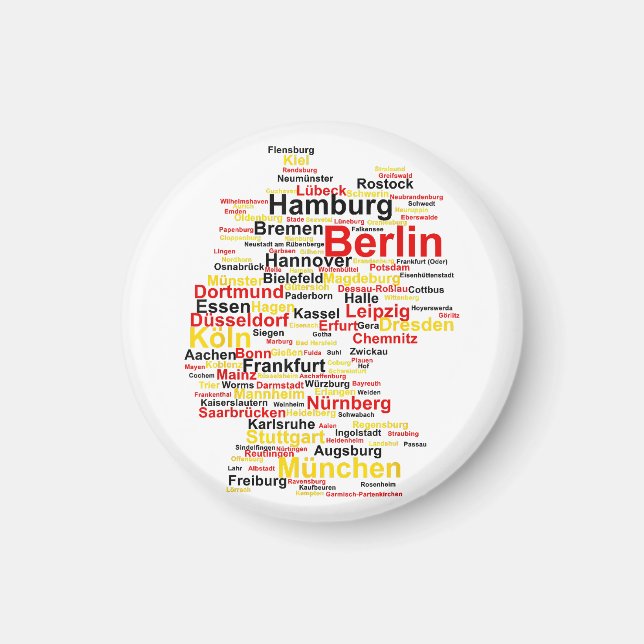 Aimant Allemagne Carte Silhouette Villes Drapeau Berlin T (Devant)