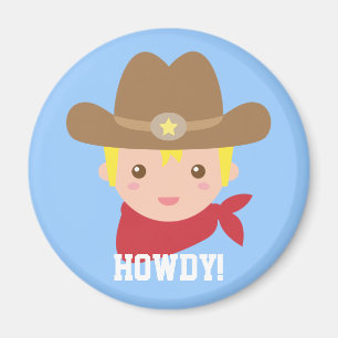 Aimant Allo, cowboy mignon pour de petits garçons
