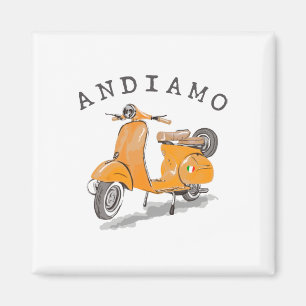 Aimant Allons en Italie Scooter Jaune