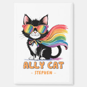 Aimant Ally Cat - Rainbow Cat LGBTQ Pride