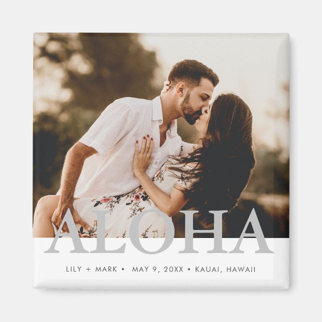 Aimant Aloha Hawaiian Island Photo Wedding Enregistrer la (Devant)