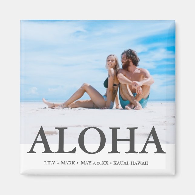 Aimant Aloha Photo Hawaii Wedding Save Date (Devant)
