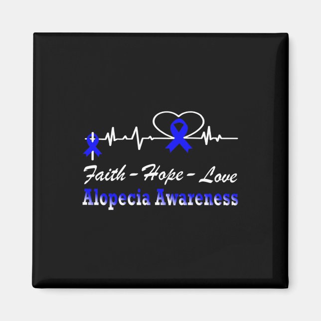 Aimant Alopecia Sensibilisation Heartbeat Christian Cross (Devant)