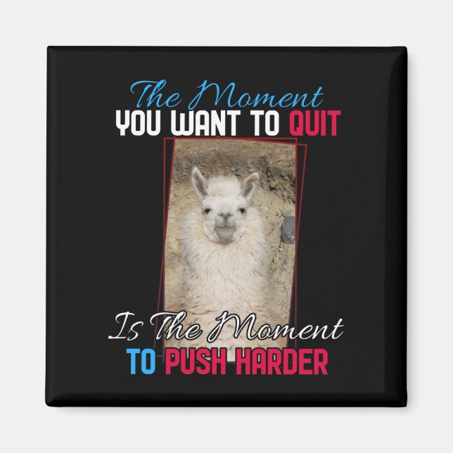 Aimant Alpaca Llama - Push Harder Encouragement (Devant)