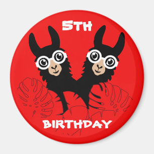 Aimant Alpaca llama Twins Anniversaire