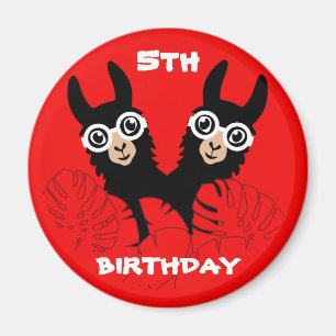 Aimant Alpaca llama Twins Anniversaire