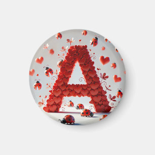 Aimant Alphabet Créatif Lettre A avec des Formes de Coeur